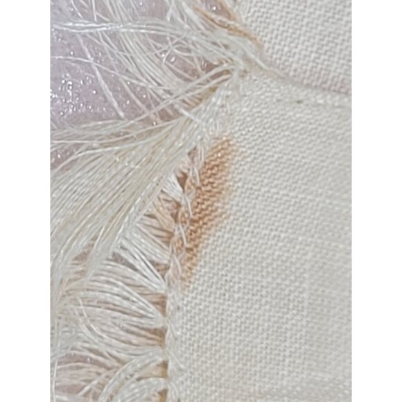 Vintage Linen Tea Towel Fingertip Fringe Embroidered Lady Sitting Bird Cage - Picture 6 of 6